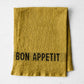 Black "Bon Appetit" Goldenrod Linen Napkin