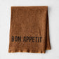Black "Bon Appetit" Havane Brown Linen Napkin