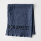 Black "Bon Appetit " Indigo Blue Linen Napkin