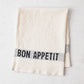 Black "Bon Appetit" White Linen Napkin