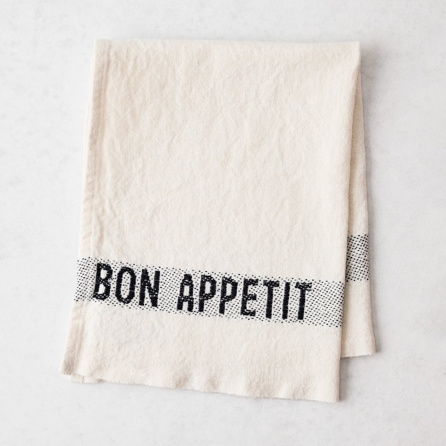 Black "Bon Appetit" White Linen Napkin
