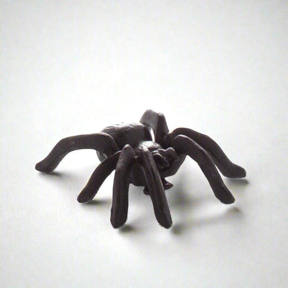 Black cast iron decorative spider, 3"L x 3.5"W, with textured body and legs.