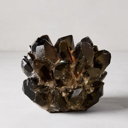 Black classic quartz votive candle holder, 6.5"Dia x 5.5"H, made from genuine quartz crystal.