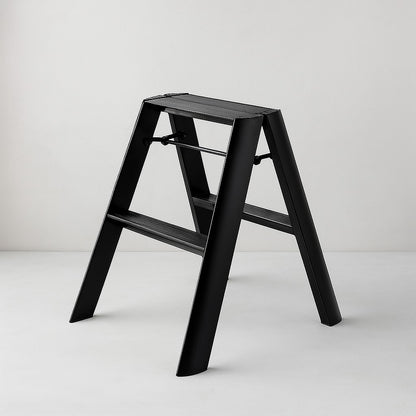 Black Lucano Hasegawa 2-step lightweight aluminum and steel ladder with matte finish and grooved treads.