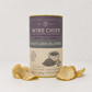 Can of Wine Chips Black Lava Jalapeno with chips on a light gray background