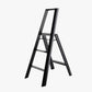 Black Lucano Hasegawa 3-step lightweight aluminum and steel ladder with matte finish and grooved treads.