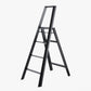 Black Lucano Hasegawa 4-step lightweight aluminum and steel ladder with matte finish and grooved treads.