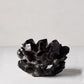 Black petite quartz votive candle holder, 5"Dia x 3"H, made from genuine dark quartz crystals.