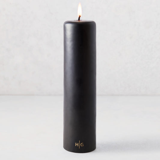 Black Unscented Pillar Candle (3" x 12")