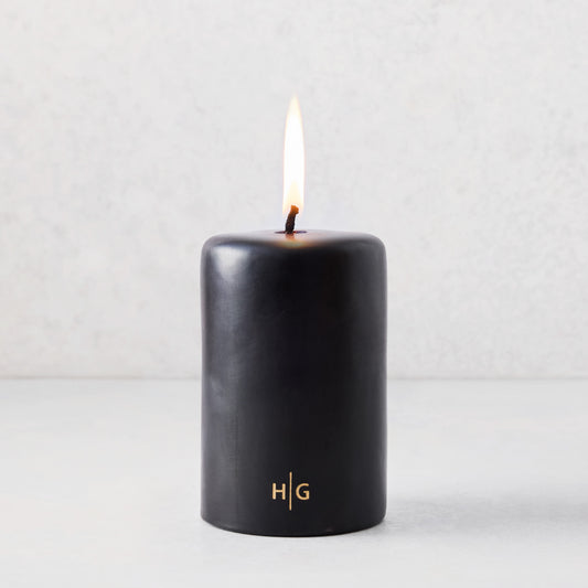 Black Unscented Pillar Candle (4" x 6")