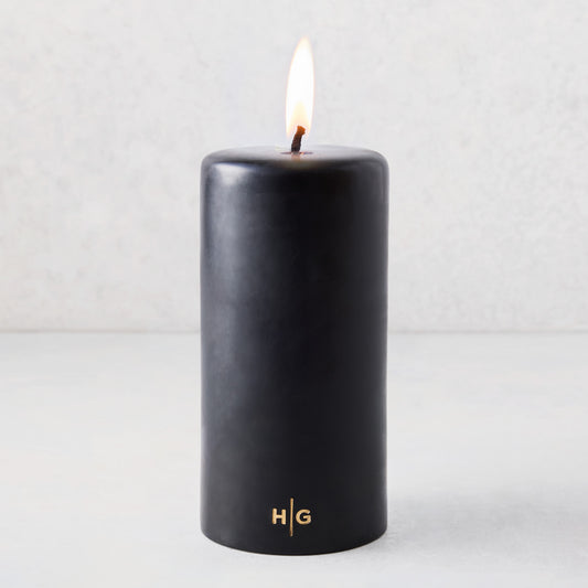 Black Unscented Pillar Candle (4" x 8")
