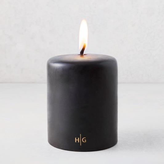 Black Unscented Pillar Candle (5" x 6")