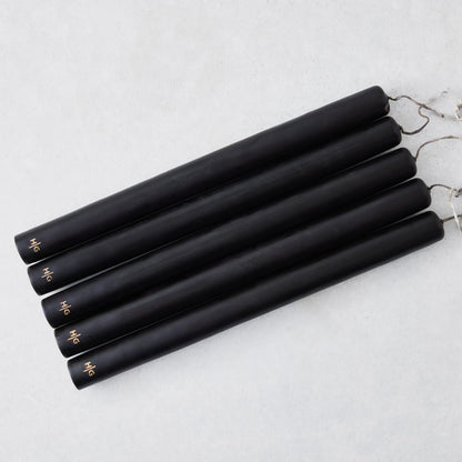 Black Unscented Taper Candle Bundle (12"), Set of 5