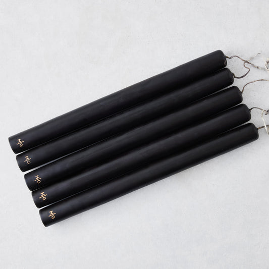Black Unscented Taper Candle Bundle (12"), Set of 5