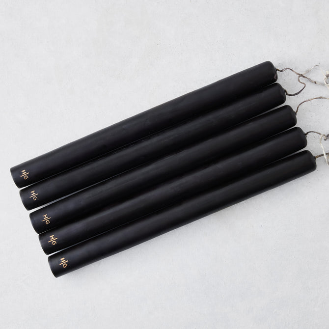 Black Unscented Taper Candle Bundle (12"), Set of 5