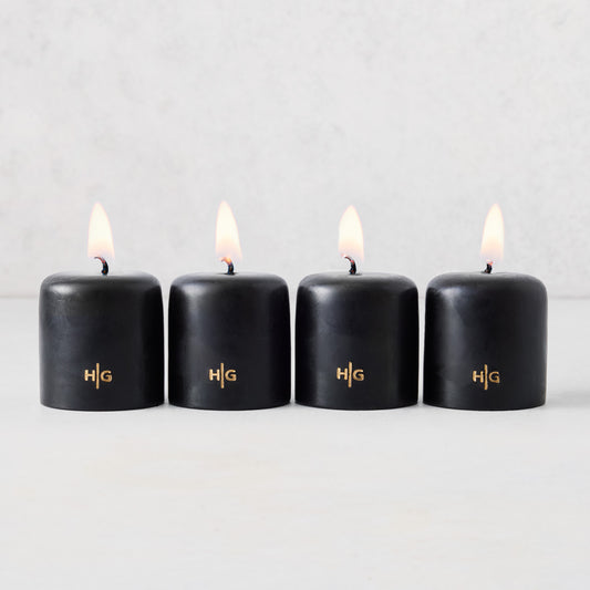 Black Unscented Votive Candles (2"), Set of 4