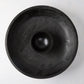 Black 15"Dia mango wood chip and dip platter with built-in dipping bowl.
