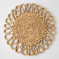 Bloom Woven Abaca Placemat, 15"Dia, natural brown, floral shape with looped edge.