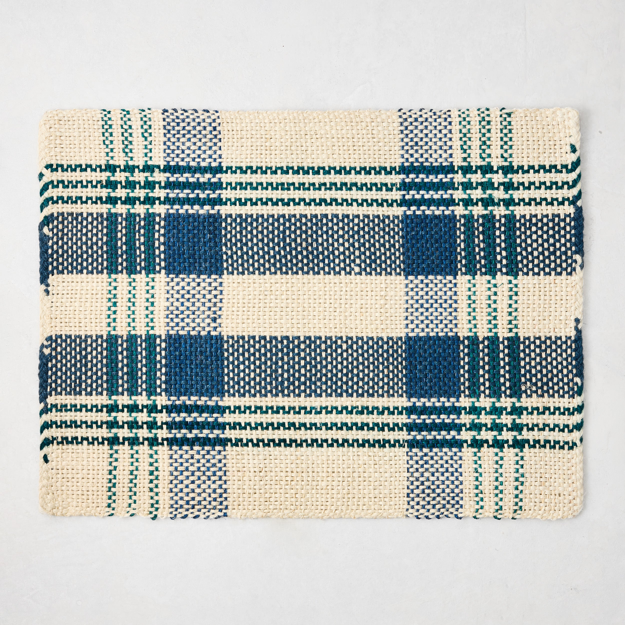 Blue and Green Woven Plaid Rectangular Placemat - Hudson Grace