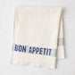Blue "Bon Appetit" White Linen Napkin