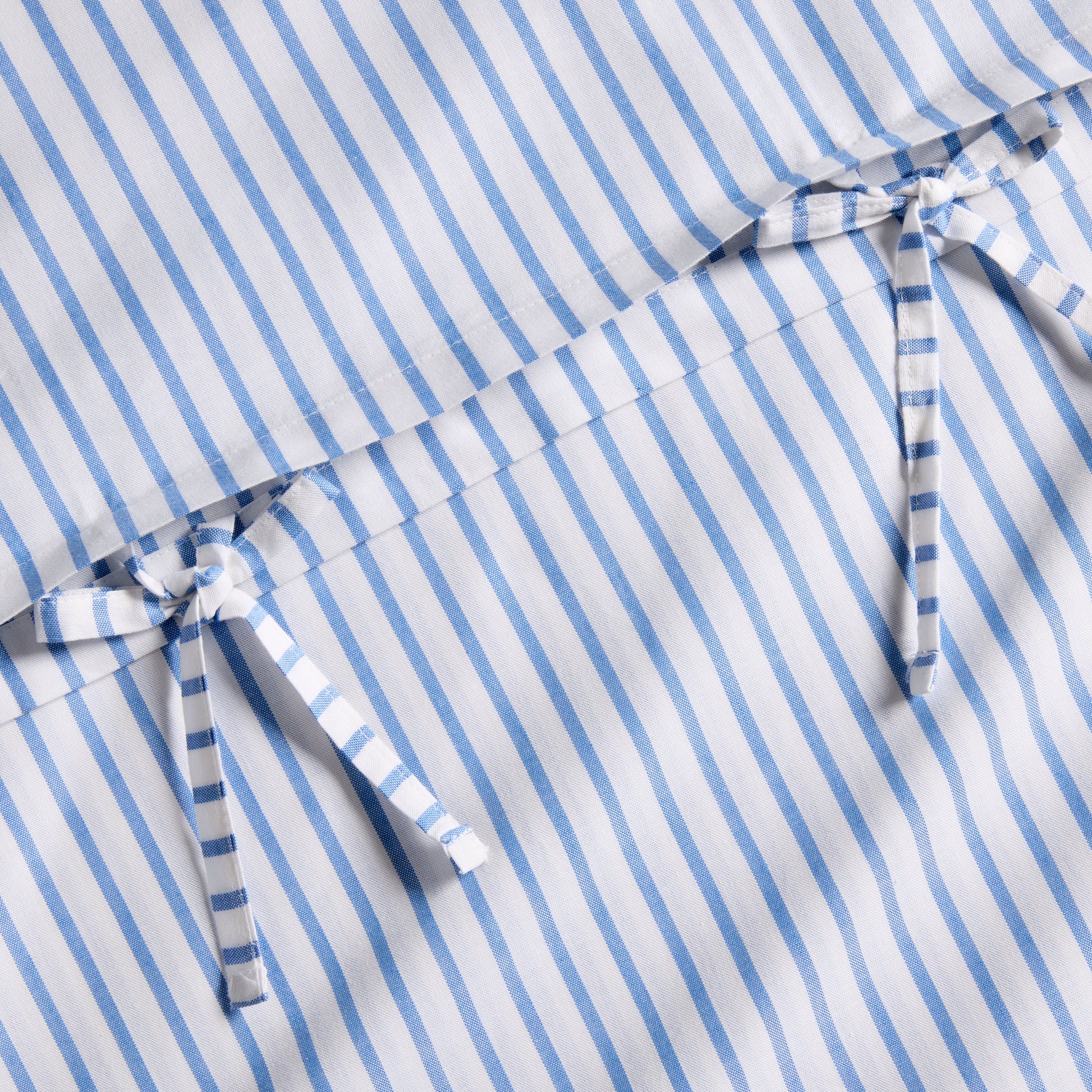 Blue Oxford Thin Stripe Cotton Euro Sham with tie closures.