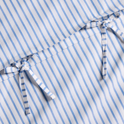 Blue Oxford Thin Stripe Cotton Euro Sham with tie closures.