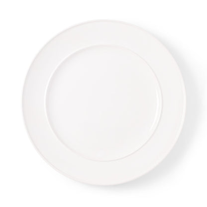 Bolinas Round Trimmed Ceramic Serving Platter, white, with a raised edge.