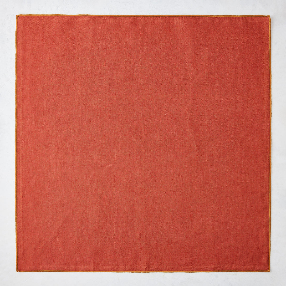 Brick Red Embroidered Tipped Stitch Linen Napkin