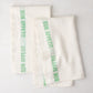 Set of 2 white linen hand towels with a bright green "Bon Appetit" stripe.