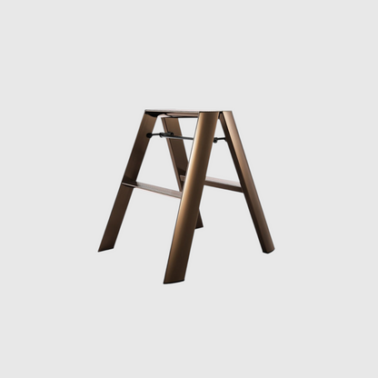 Hudson Grace bronze Hasegawa Lucano 2-step ladder with a sleek, lightweight aluminum and steel design.