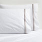 White percale pillowcases with brown triple stitch detail, set of 2.