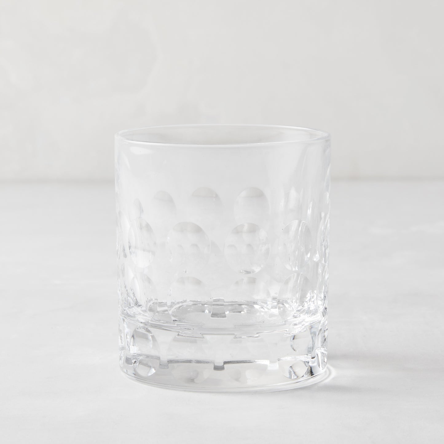 Clear eco-crystal old fashioned glass with bubble pattern, 11oz.