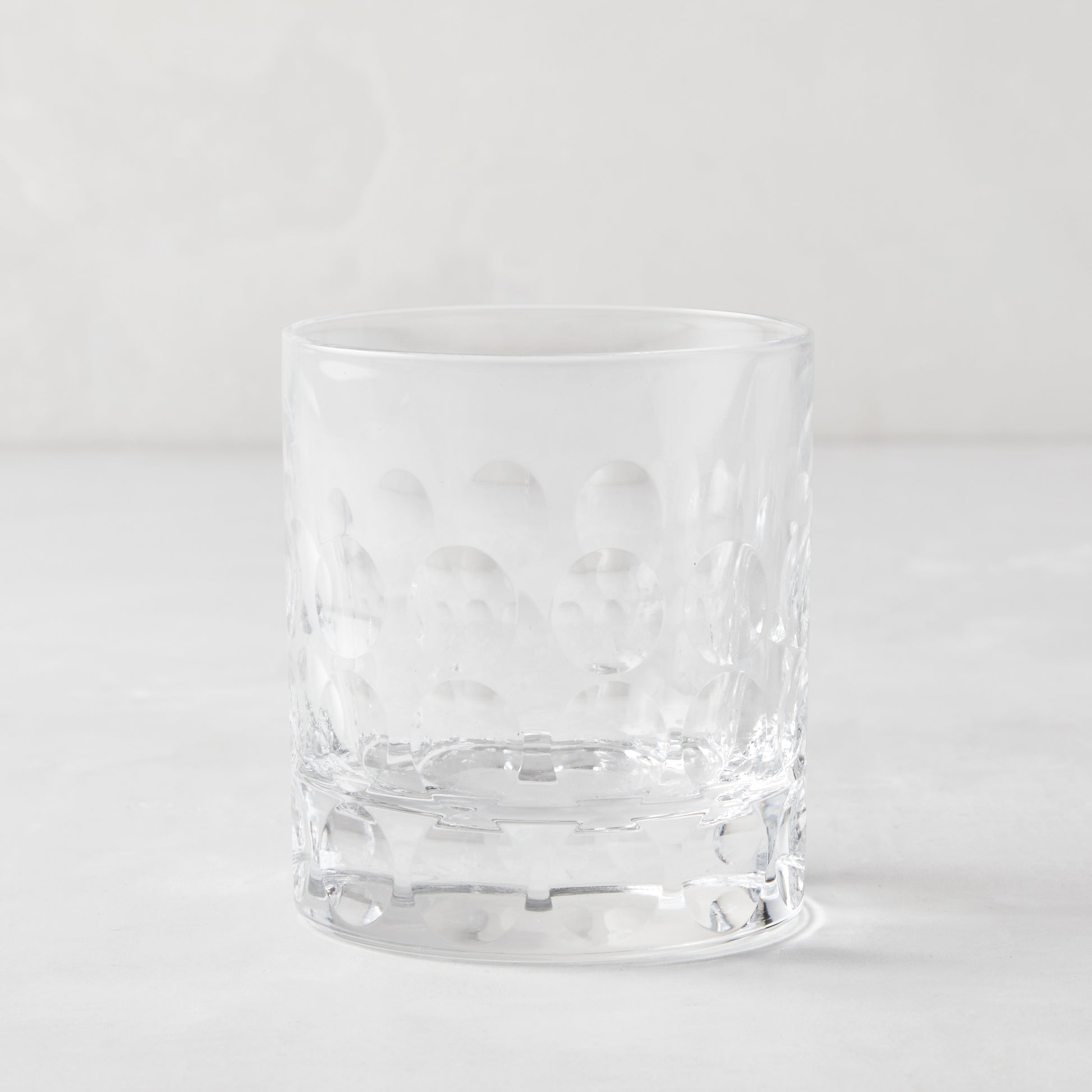 Clear eco-crystal old fashioned glass with bubble pattern, 11oz.