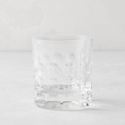 Clear eco-crystal old fashioned glass with bubble pattern, 11oz.