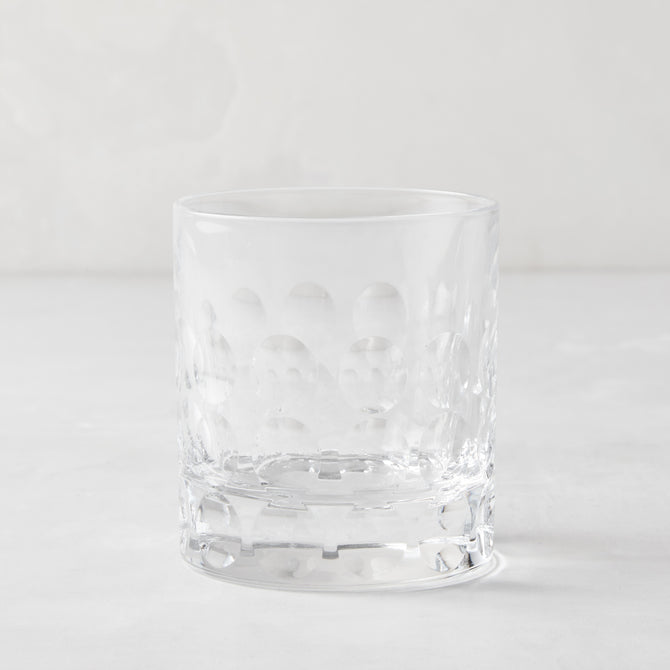 Clear eco-crystal old fashioned glass with bubble pattern, 11oz.