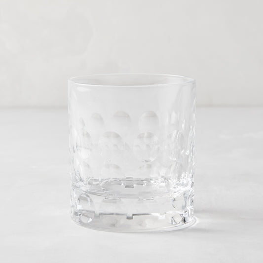 Clear eco-crystal old fashioned glass with bubble pattern, 11oz.