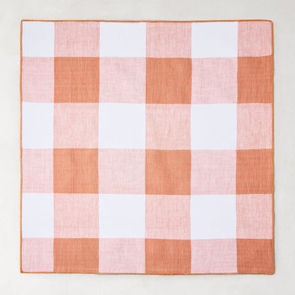 Spice Orange Buffalo Check Linen Napkin, 20"x20