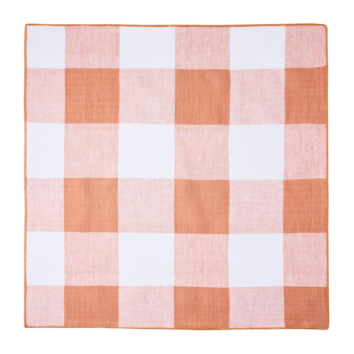 Spice Orange Buffalo Check Linen Napkin, 20"x20" square.
