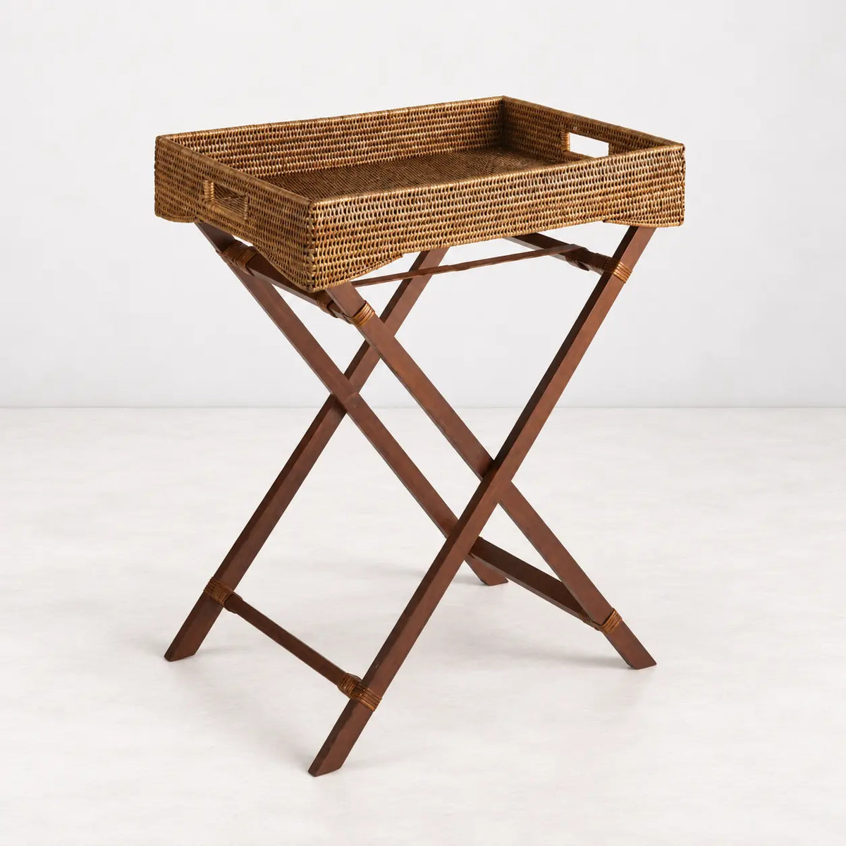 Burma Rattan Butler Tray Table - dropship 