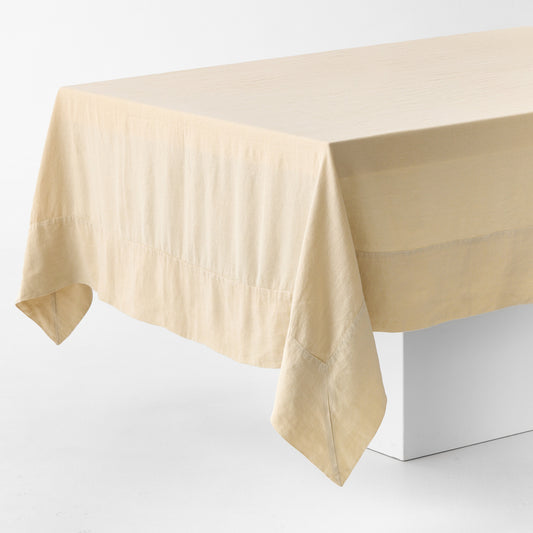 Buttermilk Signature Hand-Dyed Linen Tablecloth (70" x 126")