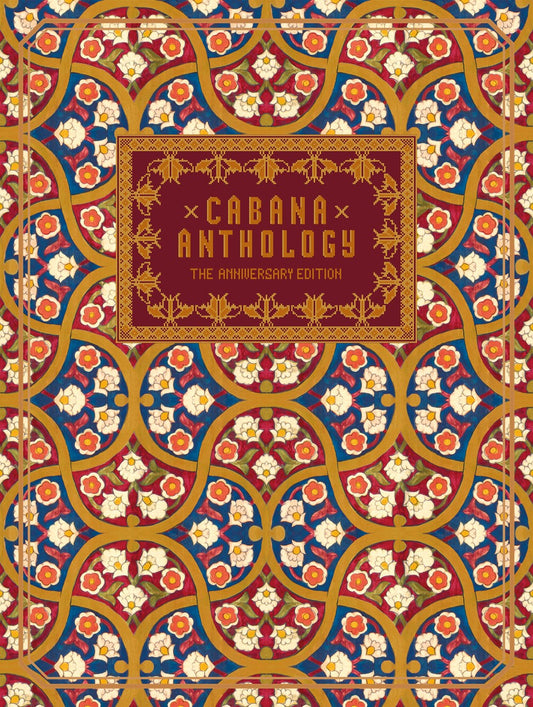 Cabana Anthology hardcover book with ornate red, gold, blue, and white floral pattern cover.