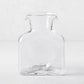 Cabell Square Glass Pitcher, clear hand-blown glass, 8"H, with dual spouts and textured finish.