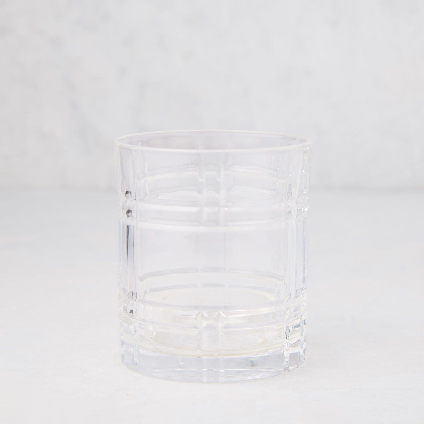 Clear Camden Eco-Crystal Double Old-Fashioned Glass, 11oz, with a grid pattern.