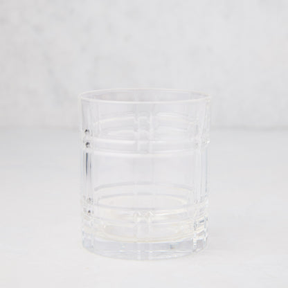 Clear Camden Eco-Crystal Double Old-Fashioned Glass, 11oz, with a grid pattern.