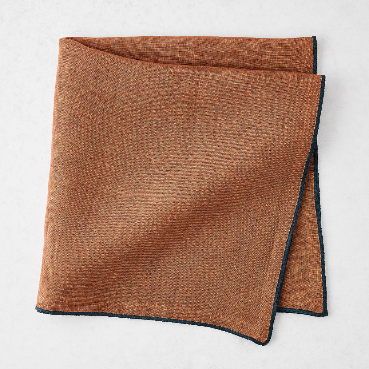 Camel Brown Embroidered Tipped Stitch Linen Napkin