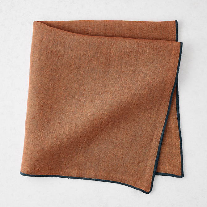 Camel Brown Embroidered Tipped Stitch Linen Napkin