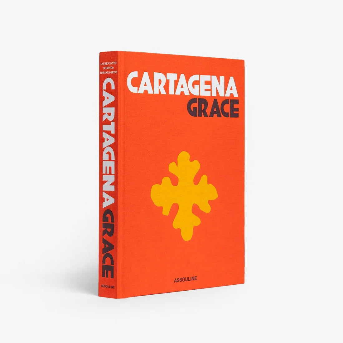 Hardcover book "Cartagena Grace" with orange cover, yellow cross design, and white text.