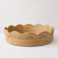 Cebu Scalloped Tray, 16"Dia, honey-brown hapao rattan, decorative curved edges.