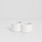 Creamy white ceramic double appetizer bowl by Montes Doggett, 6.25"Dia x 2.5"H.