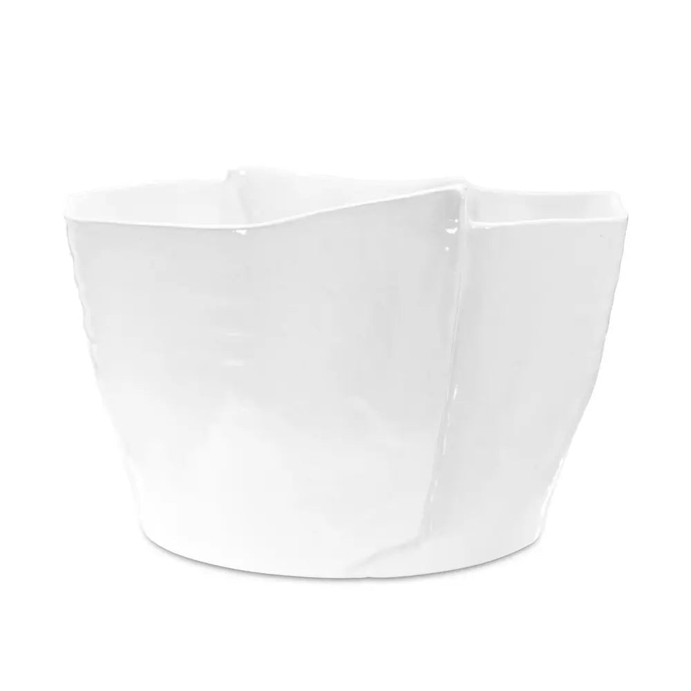 Montes Doggett large ceramic bowl, creamy white glaze, handmade in Peru, 14"Dia x 6"H.